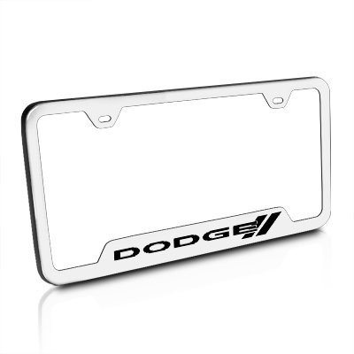Dodge New Logo Brushed Steel License Plate Frame