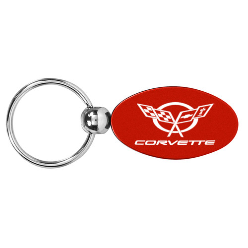 Chevrolet Corvette C5 Red Aluminum Oval Key Chain