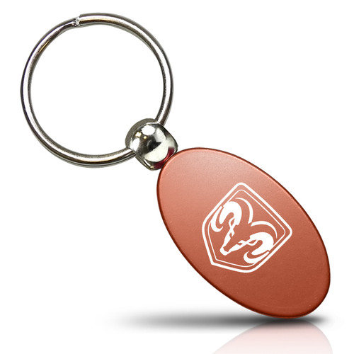 Ram Head Logo Orange Aluminum Oval Key Chain