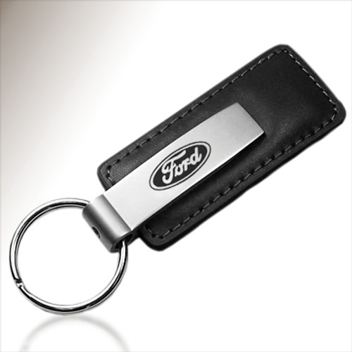 Ford Logo Black Leather Key Chain