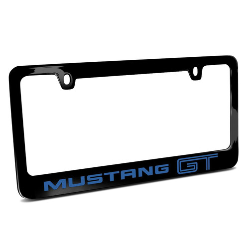 Ford Mustang GT in Blue Black Metal License Plate Frame