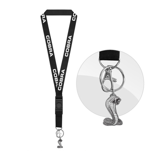 Ford Mustang Cobra Black Lanyard with Key Charm