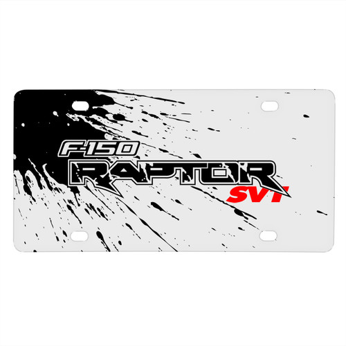 Ford F-150 Raptor SVT Splash Marks Graphic White Acrylic License Plate