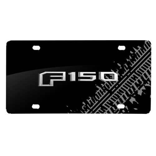 Ford F150 2015 up 3D Logo Tire Mark Black Stainless Steel License Plate