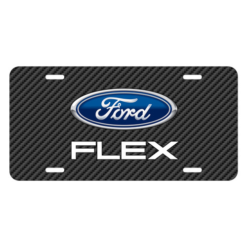 Ford Flex Black Carbon Fiber Texture Graphic UV Metal License Plate, Made in USA