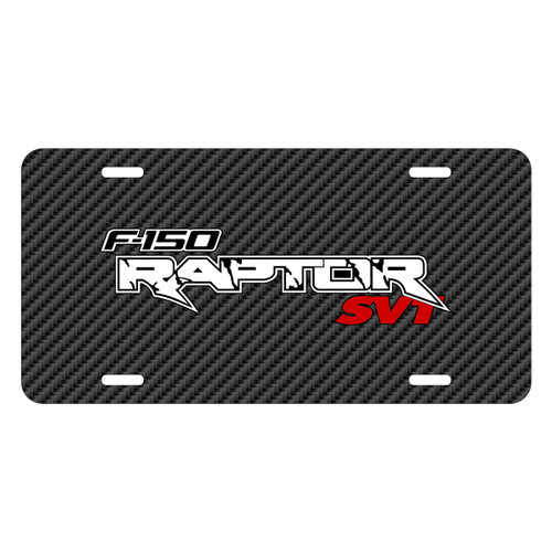 Ford F-150 Raptor SVT 2010 to 2014 Black Carbon Fiber Texture Graphic UV Metal License Plate, Made in USA