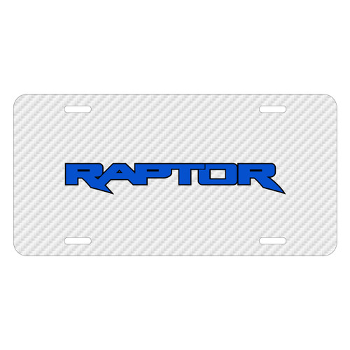 Ford F-150 Raptor 2017 in Blue White Carbon Fiber Texture Graphic UV Metal License Plate, Made in USA