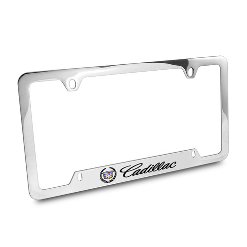 Cadillac Chrome Plated Brass License Plate Frame with 4 Holes