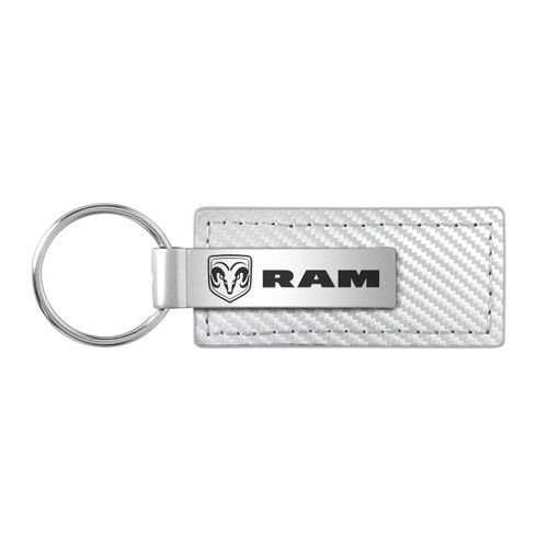RAM White Carbon Fiber Texture Leather Key Chain