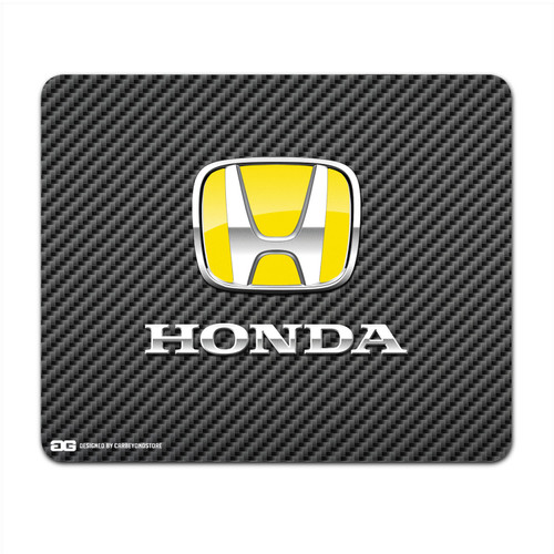 Honda Yellow Logo Carbon Fiber Look Computer Mouse Pad