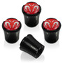 Dodge RAM Red Logo 4 Black ABS Tire Stem Valve Caps