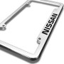 Nissan Chrome Brass License Plate Frame with Logo Screw Covers