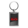 Ford Mustang 5.0 in Red on Carbon Fiber Backing Brush Rectangle Metal Key Chain