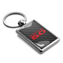 Ford Mustang 5.0 in Red on Carbon Fiber Backing Brush Rectangle Metal Key Chain