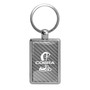 Ford Mustang Cobra Silver Carbon Fiber Backing Brush Rectangle Metal Key Chain