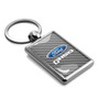 Ford F-150 2015 up Silver Carbon Fiber Backing Brush Rectangle Metal Key Chain