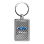 Ford Focus Silver Carbon Fiber Backing Brush Rectangle Metal Key Chain