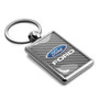 Ford Logo Silver Carbon Fiber Backing Brush Rectangle Metal Key Chain