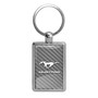 Ford Mustang Silver Carbon Fiber Backing Brush Rectangle Metal Key Chain