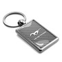 Ford Mustang Silver Carbon Fiber Backing Brush Rectangle Metal Key Chain