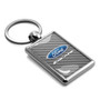 Ford F150 Raptor Silver Carbon Fiber Backing Brush Rectangle Metal Key Chain