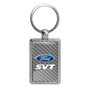 Ford SVT Silver Carbon Fiber Backing Brush Rectangle Metal Key Chain