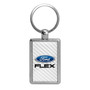 Ford Flex White Carbon Fiber Backing Brush Rectangle Metal Key Chain