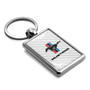 Ford Mustang Tri-Bar White Carbon Fiber Backing Brush Rectangle Metal Key Chain
