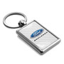Ford Explorer White Carbon Fiber Backing Brush Rectangle Metal Key Chain
