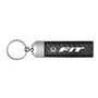 Honda Fit Real Carbon Fiber Leather Key Chain with Black Stitching