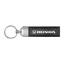 Honda Logo Real Carbon Fiber Leather Key Chain with Black Stitching