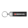 Honda Logo in Red Real Carbon Fiber Leather Key Chain with Black Stitching