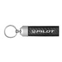 Honda Pilot Real Carbon Fiber Leather Key Chain with Black Stitching
