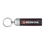 Honda Logo in Red Real Carbon Fiber Leather Key Chain with Red Stitching
