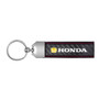Honda Logo in Yellow Real Carbon Fiber Leather Key Chain with Red Stitching