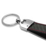 Honda Logo in Yellow Real Carbon Fiber Leather Key Chain with Red Stitching