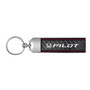 Honda Pilot Real Carbon Fiber Leather Key Chain with Red Stitching
