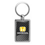 Honda Logo in Yellow on Carbon Fiber Backing Brush Metal Key Chain