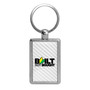 JDM Built-Not-Bought White Carbon Fiber Backing Brush Rectangle Metal Key Chain