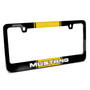 Ford Mustang Yellow Racing Stripe Black Metal License Plate Frame