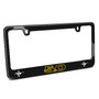 Ford Mustang GT 5.0 Outline in Yellow Dual Logo Black Real Carbon Fiber License Plate Frame