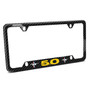 Ford Mustang GT 5.0 in Yellow Dual Logo Black Real Carbon Fiber 50 States License Plate Frame