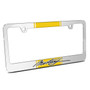 Ford Mustang Script Yellow Racing Stripe Mirror Chrome Metal License Plate Frame