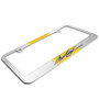 Ford Mustang Script Yellow Racing Stripe Mirror Chrome Metal License Plate Frame