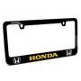 Honda Logo in Yellow Dual Logo Black Metal License Plate Frame