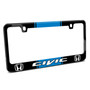 Honda Civic Blue Racing Stripe Black Metal License Plate Frame