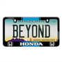 Honda Logo Blue Racing Stripe Black Metal License Plate Frame