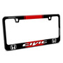 Honda Civic Red Racing Stripe Black Metal License Plate Frame