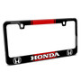 Honda Logo Red Racing Stripe Black Metal License Plate Frame