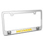 Honda Logo in Yellow Dual Logo Mirror Chrome Metal License Plate Frame